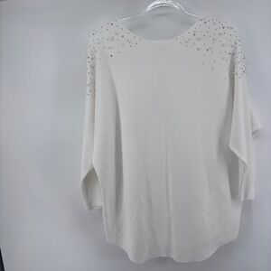 Sirenlily Maternity Top Women's‎ Embellished Dolman Sleeve White Pullover